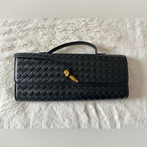 Black Woven Leather Clutch